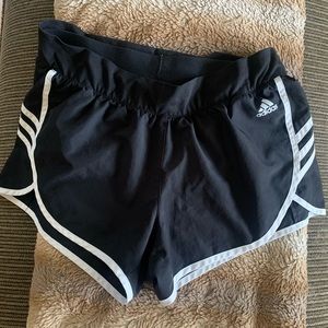 Adidas black and white athletic shorts